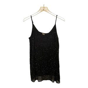 Aratta Silent Journey Black Sequin Cami Tank Top Sz S/M